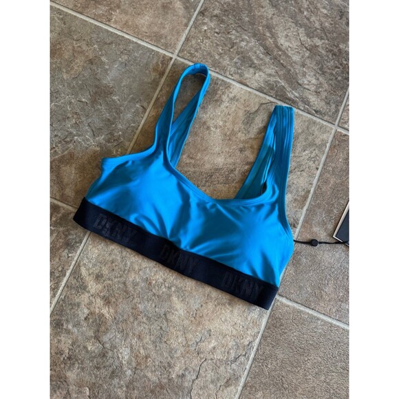 DKNY Scoop Neck Logo Bikini Swim Top Size Medium - Picture 3 of 9